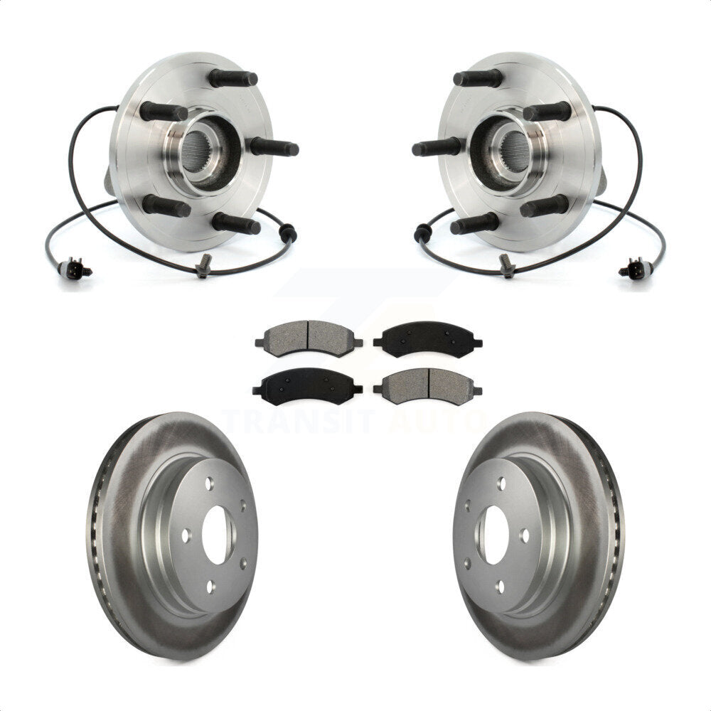 Hub Bearing Coated Brake Rotor & Pads Front Kit For Chrysler Aspen Dodge Durango