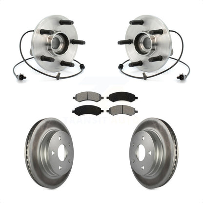 Hub Bearing Coated Brake Rotor & Pads Front Kit For Chrysler Aspen Dodge Durango