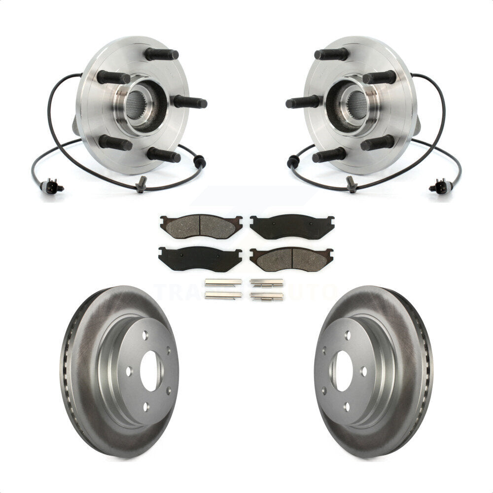 Hub Bearing Assembly Coated Brake Rotor And Pad Front Kit For 2006 Dodge Durango