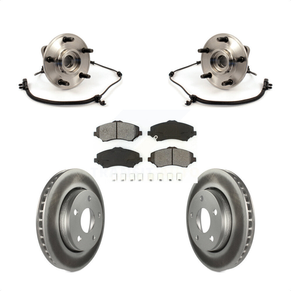 Hub Bearing Assembly Coat Brake Rotor Pads Front Kit For 2007-2010 Jeep Wrangler