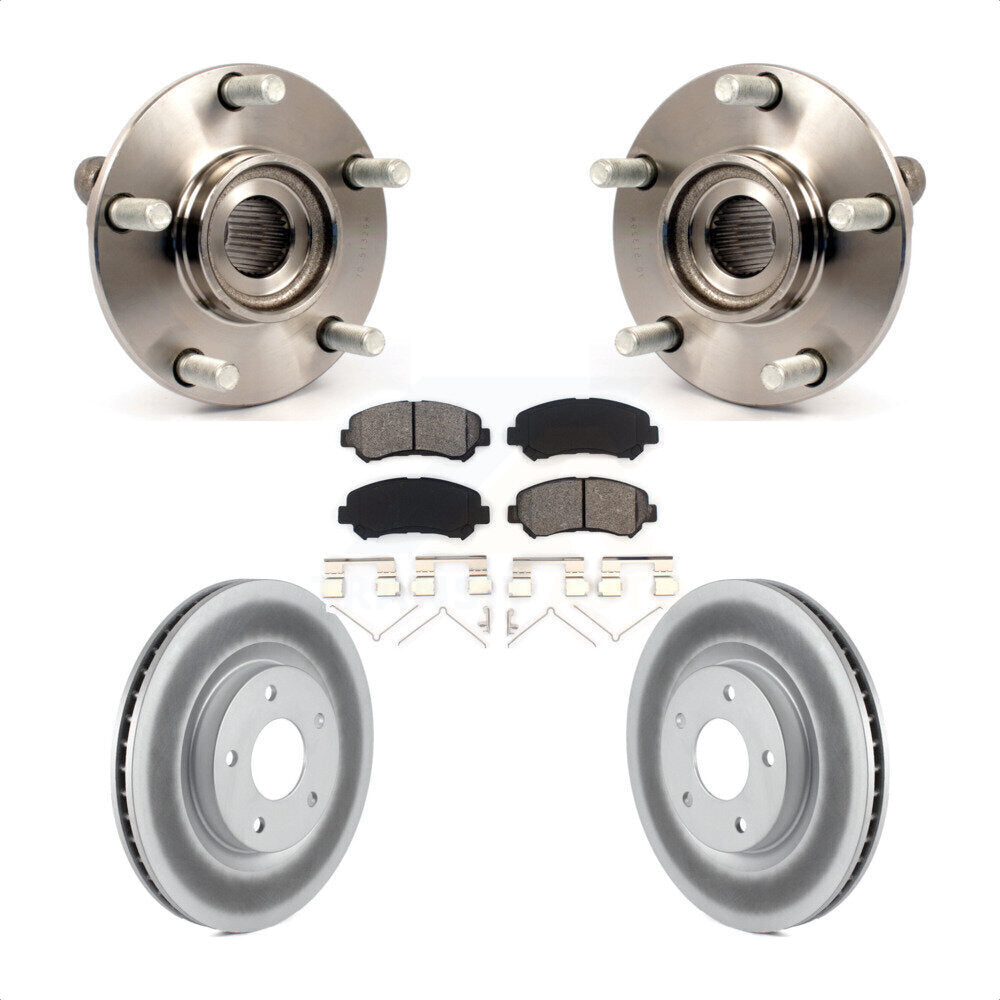 Hub Bearing Assembly Coated Brake Rotor & Pads Front Kit For Nissan Rogue Select