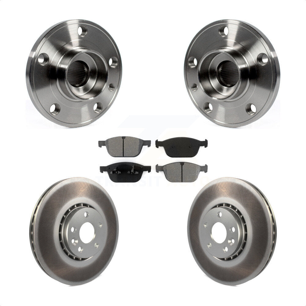 Hub Bearing Assembly Coated Brake Rotor & Pad Front Kit For 2010-2015 Volvo XC60
