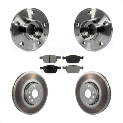 Hub Bearing Assembly Coated Brake Rotor & Pad Front Kit For 2010-2015 Volvo XC60