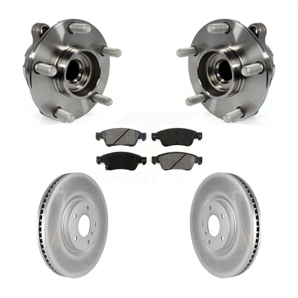 Hub Bearing Assembly Coated Brake Rotor & Pad Front Kit For INFINITI G37 G35 Q60