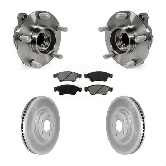 Hub Bearing Assembly Coated Brake Rotor & Pad Front Kit For INFINITI G37 G35 Q60