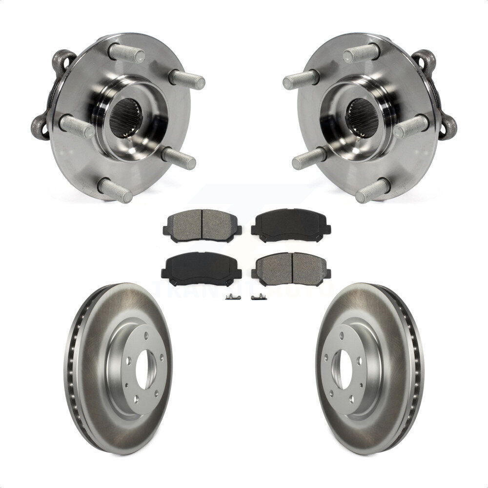 Hub Bearing Assembly Coated Brake Rotor & Pad Front Kit For 2013-2015 Mazda CX-5