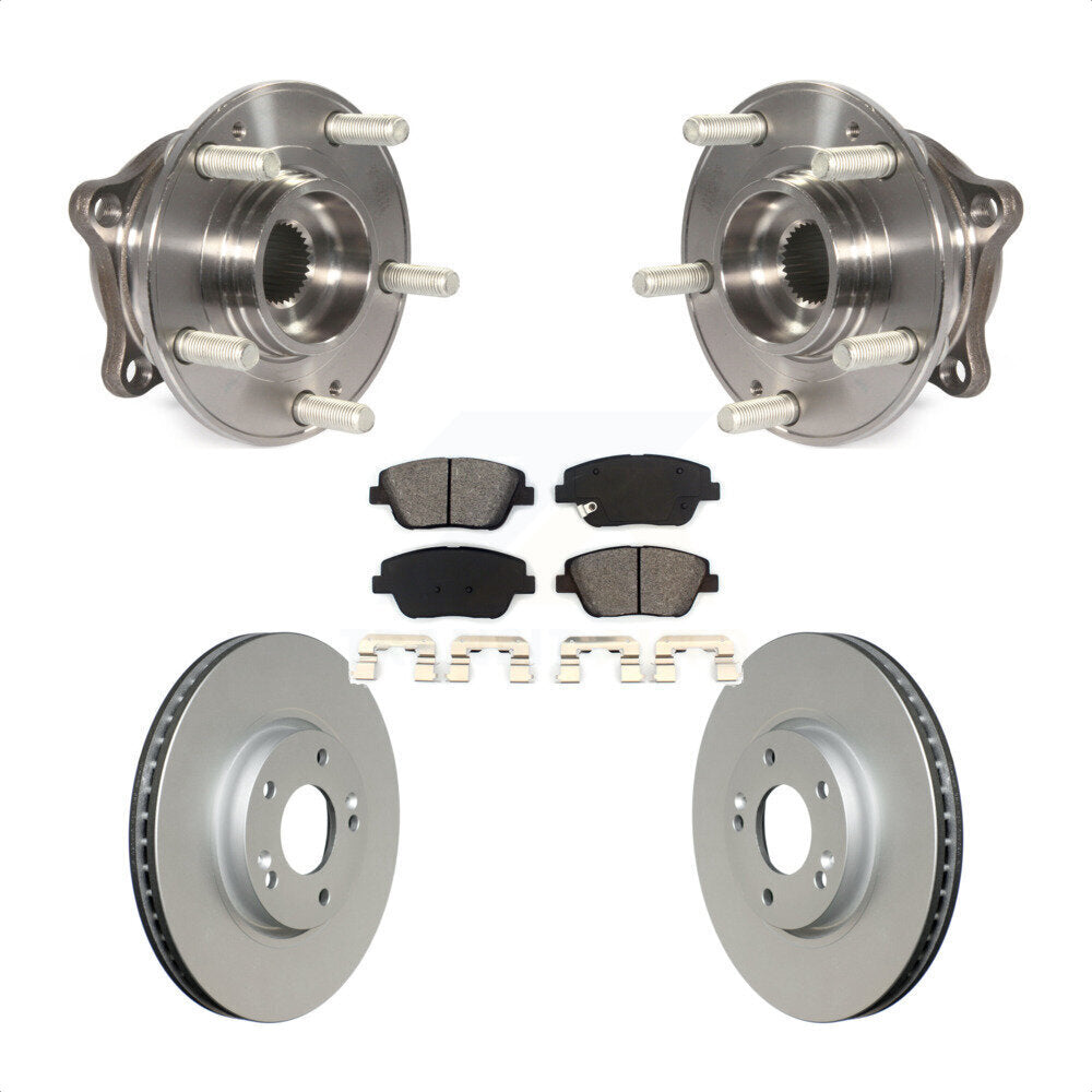 Hub Bearing Assembly Coated Disc Brake Rotor & Pads Front Kit For Hyundai Sonata