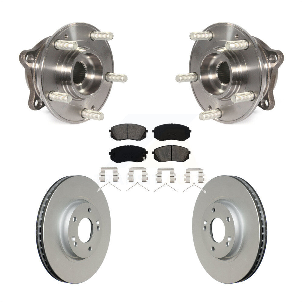 Hub Bearing Assembly Coated Disc Brake Rotor & Pads Front Kit For Hyundai Sonata