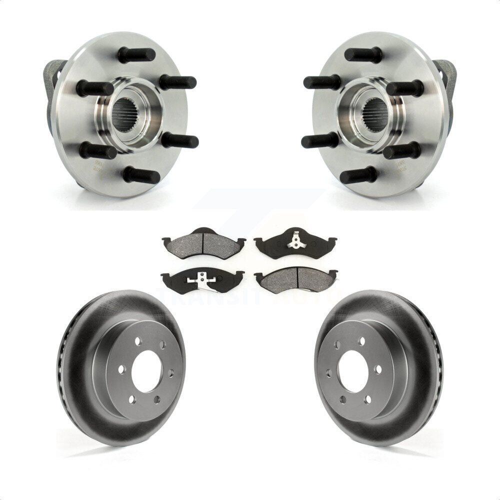 Hub Bearing Assembly Coated Brake Rotor & Pad Front Kit For Dodge Dakota Durango