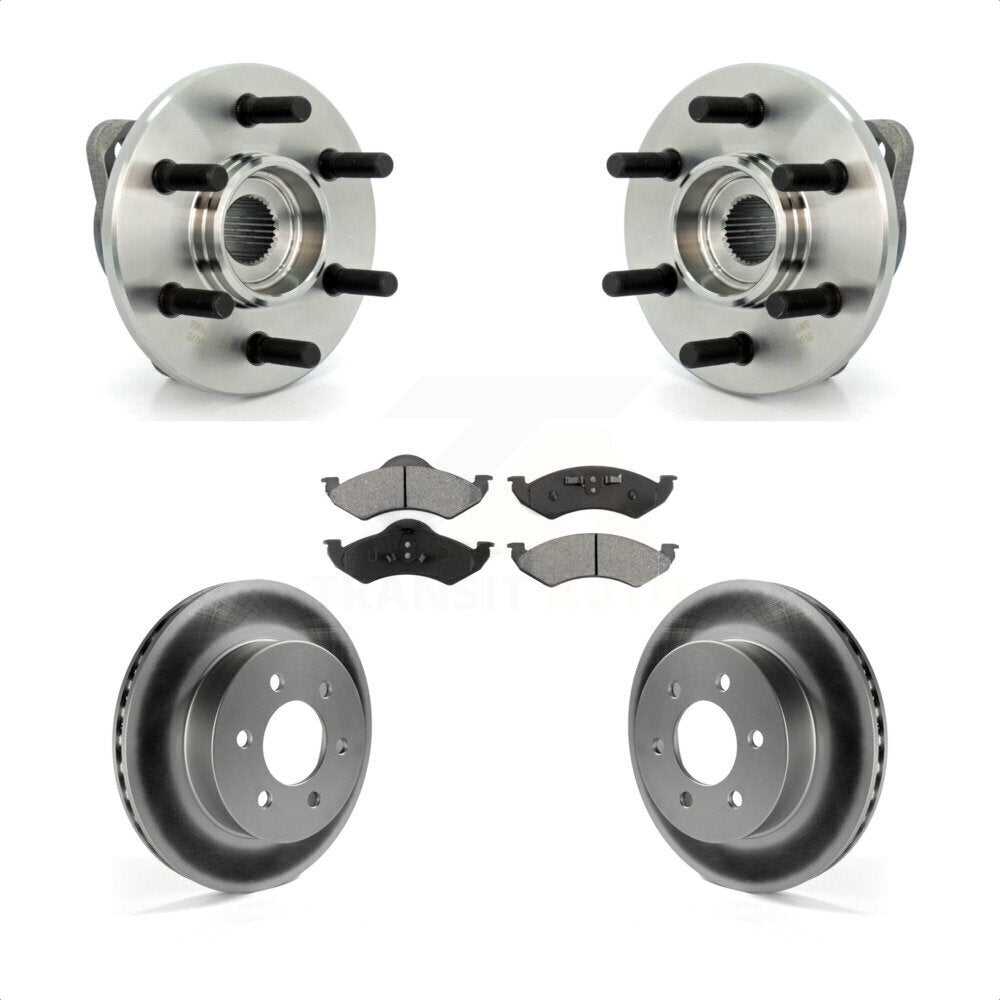 Hub Bearing Assembly Coated Brake Rotor & Pad Front Kit For Dodge Dakota Durango
