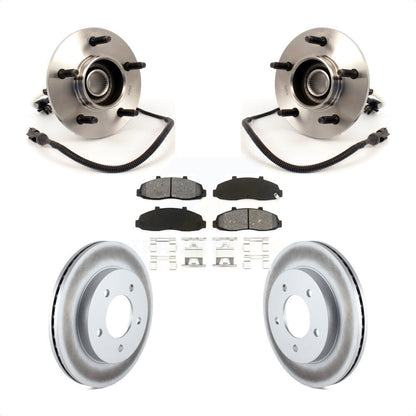 Hub Bearing Coated Brake Rotor Pad Front Kit For Ford F-150 4WD with 4-Wheel ABS