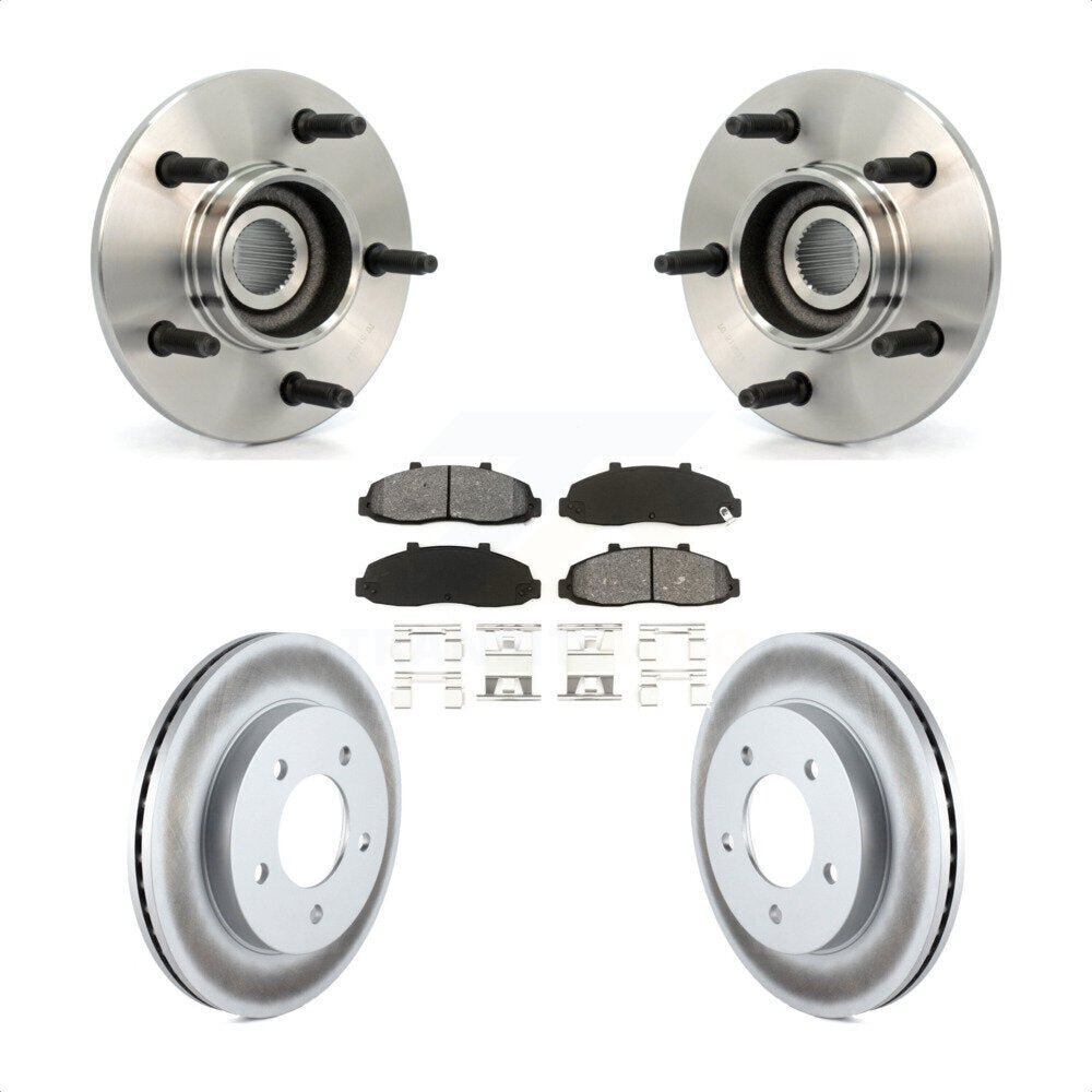 Hub Bearing Coated Brake Rotor Pad Front Kit For Ford F-150 4WD with 2-Wheel ABS