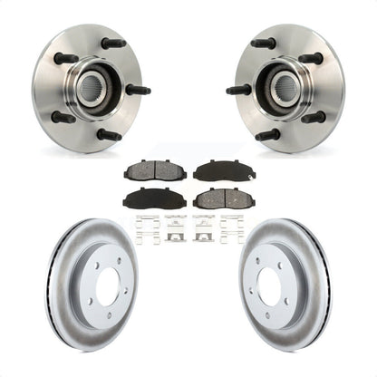 Hub Bearing Coated Brake Rotor Pad Front Kit For Ford F-150 4WD with 2-Wheel ABS