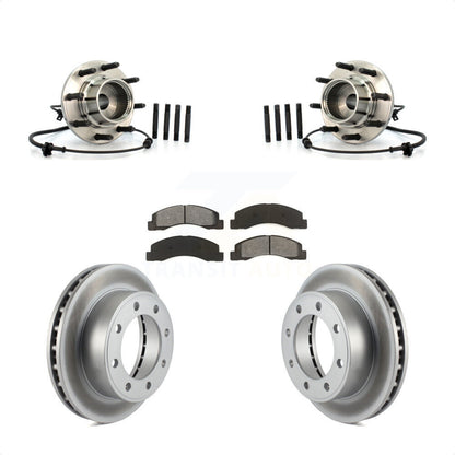 Hub Bearing Coated Brake Rotor & Pads Front Kit For 2001-2005 Ford Excursion 4WD