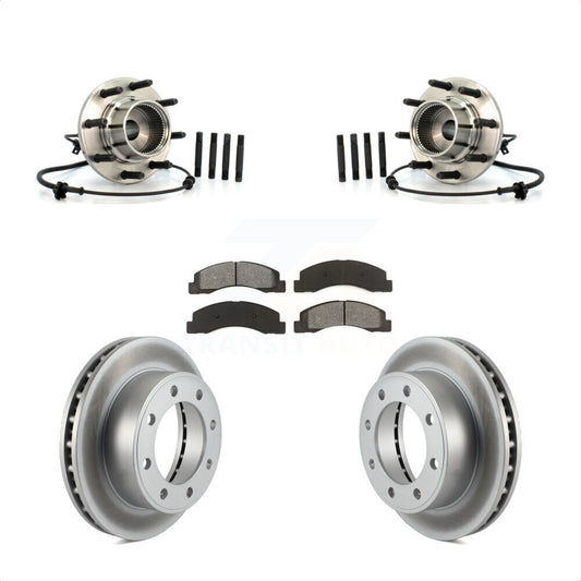 Hub Bearing Coated Brake Rotor & Pads Front Kit For 2001-2005 Ford Excursion 4WD