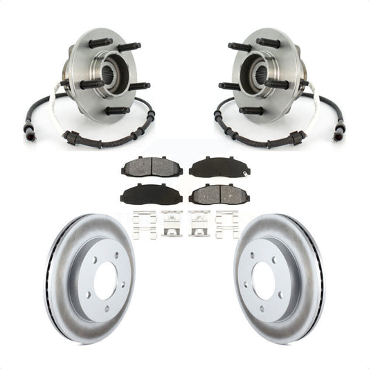 Hub Bearing Assembly Coated Brake Rotor & Pads Front Kit For Ford F-150 Heritage