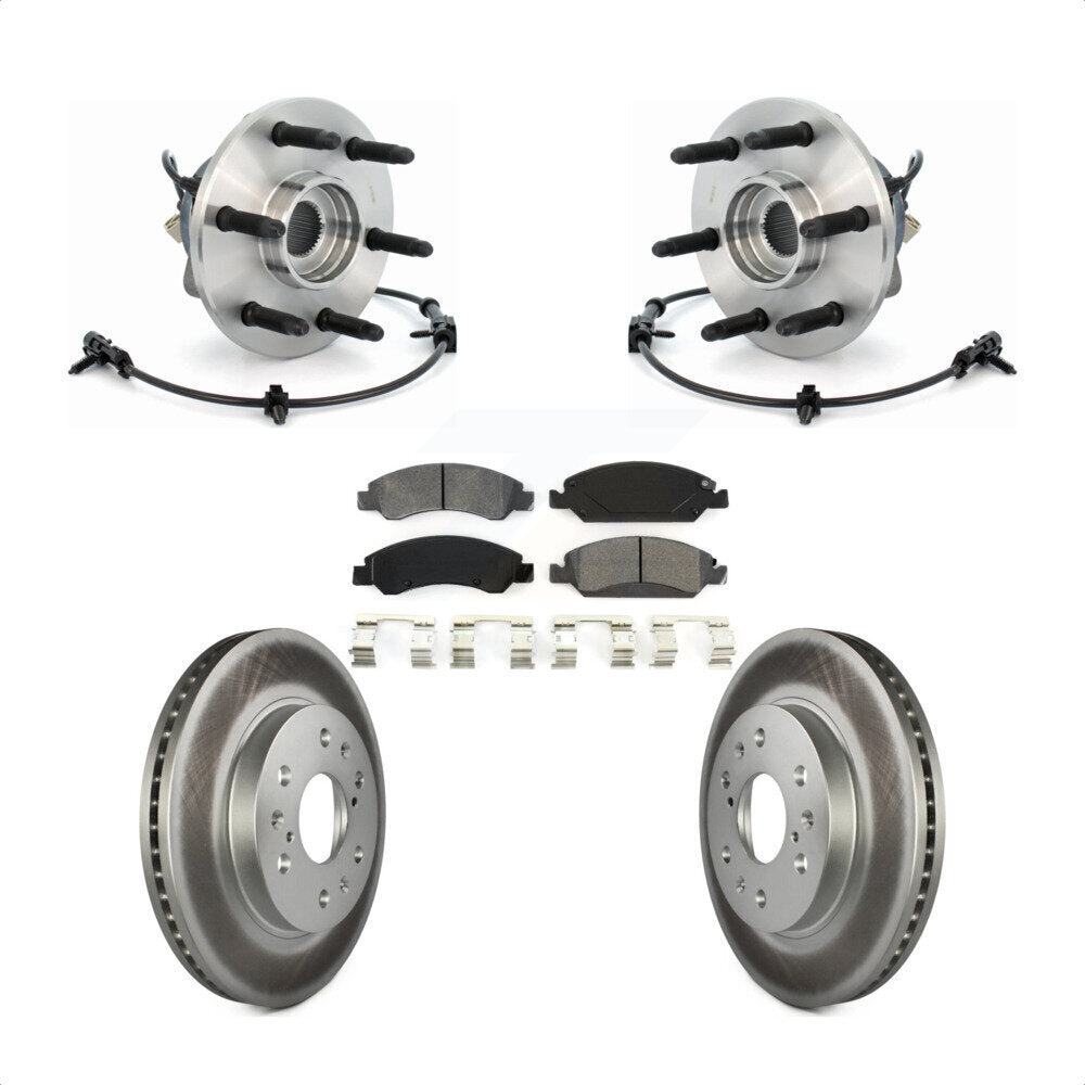 Hub Bearing Coated Brake Rotor & Pads Front Kit For Chevrolet GMC Silverado 1500
