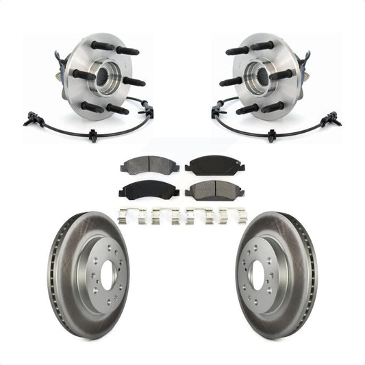 Hub Bearing Coated Brake Rotor & Pads Front Kit For Chevrolet GMC Silverado 1500