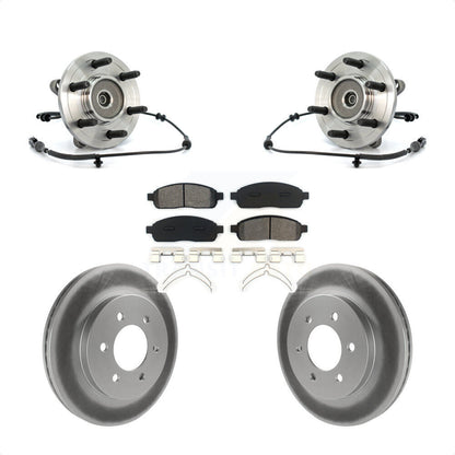 Hub Bearing Assembly Coated Disc Brake Rotor & Pads Front Kit For Ford F-150 4WD