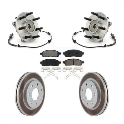 Hub Bearing Assembly Coated Disc Brake Rotor & Pads Front Kit For Ford F-150 4WD