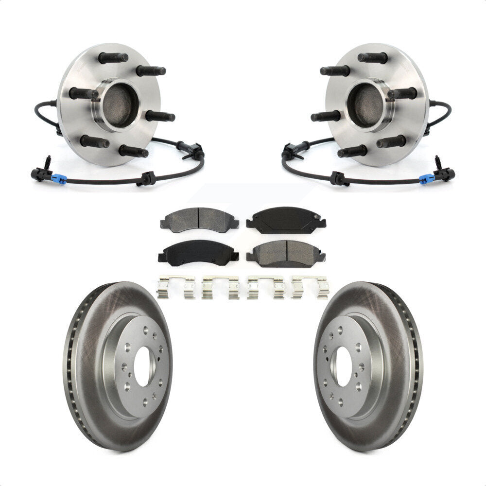 Hub Bearing Coated Brake Rotor & Pads Front Kit For Chevrolet GMC Silverado 1500
