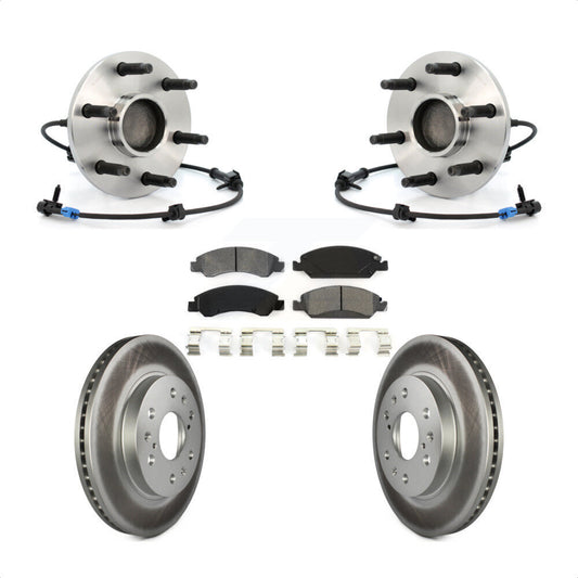 Hub Bearing Coated Brake Rotor & Pads Front Kit For Chevrolet GMC Silverado 1500