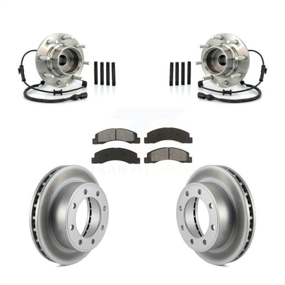 Hub Bearing Coated Brake Rotor & Pads Front Kit For 2001-2005 Ford Excursion 4WD