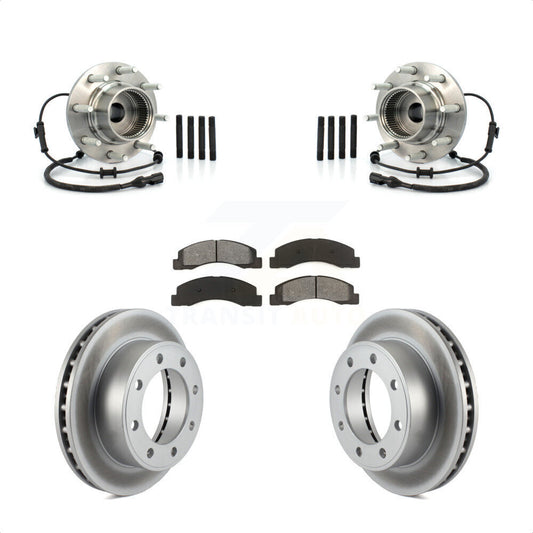 Hub Bearing Coated Brake Rotor & Pads Front Kit For 2001-2005 Ford Excursion 4WD