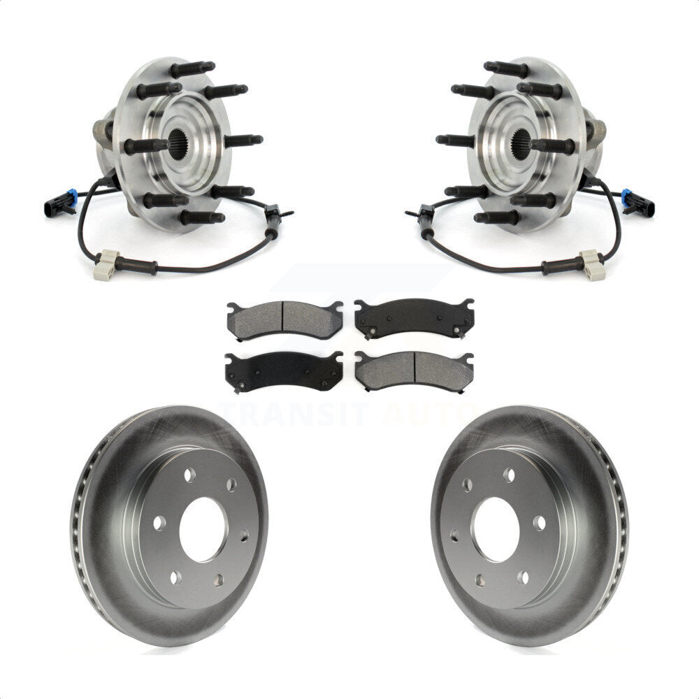 Hub Bearing Coated Brake Rotor & Pads Front Kit For Chevrolet Silverado 1500 GMC