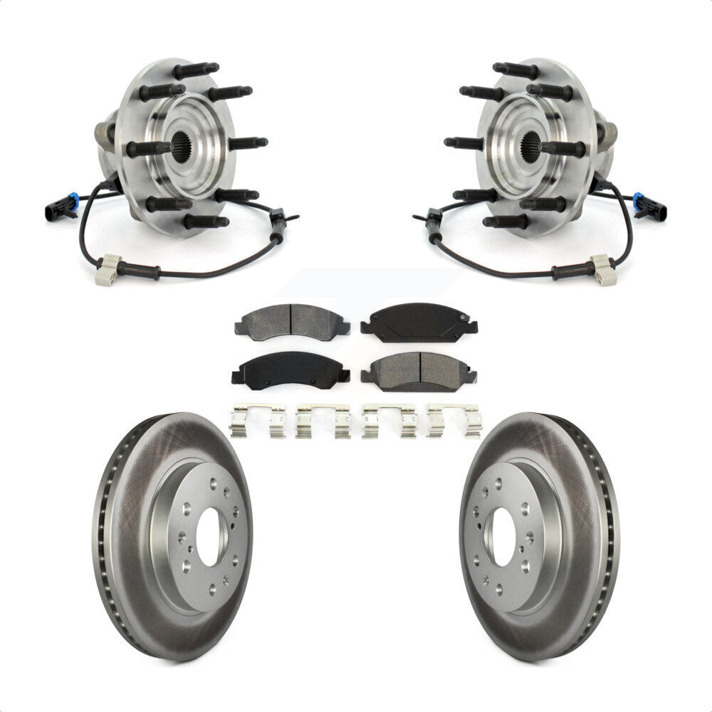 Hub Bearing Coated Brake Rotor & Pads Front Kit For Chevrolet GMC Silverado 1500