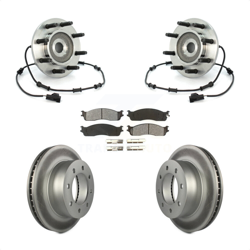 Hub Bearing Coat Brake Rotor Pad Front Kit For 2003-2005 Dodge Ram 2500 3500 4WD