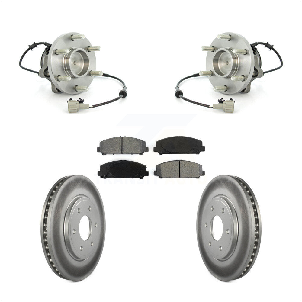 Hub Bearing Assembly Coated Disc Brake Rotor & Pads Front Kit For Suzuki Equator