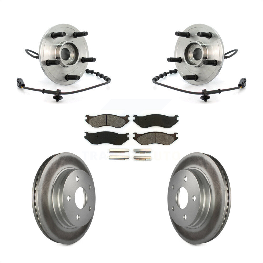 Hub Bearing Assembly Coated Disc Brake Rotor & Pads Front Kit For Dodge Ram 1500