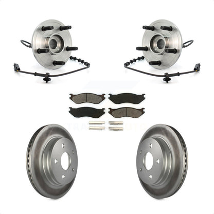 Hub Bearing Assembly Coated Disc Brake Rotor & Pads Front Kit For Dodge Ram 1500