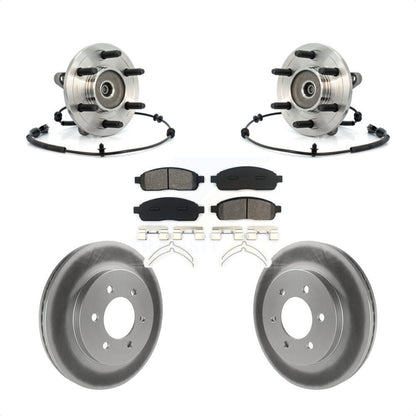 Hub Bearing Coated Brake Rotor Pads Front Kit For Ford F-150 Lincoln Mark LT 4WD
