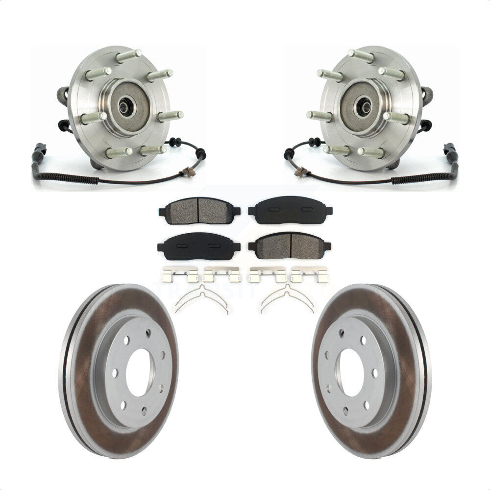 Hub Bearing Coated Brake Rotor Pads Front Kit For Ford F-150 Lincoln Mark LT 4WD