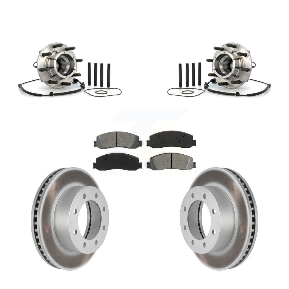 Hub Bearing Coated Brake Rotor Pad Front Kit For 08-10 Ford F-350 Super Duty 4WD