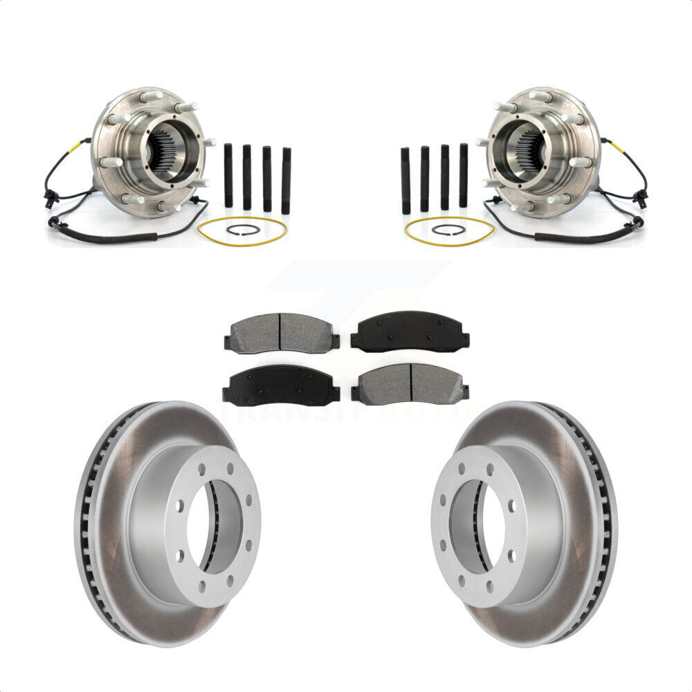 Hub Bearing Assembly Coated Brake Rotor Pads Front Kit For Ford F-250 Super Duty