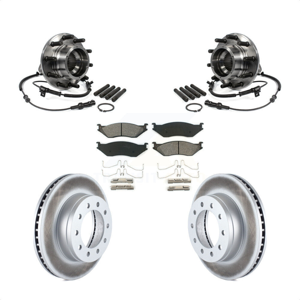 Hub Bearing Coat Brake Rotor Pad Front Kit For 05-10 Ford F-550 Super Duty 4 X
