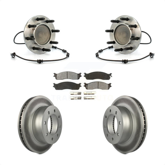 Hub Bearing Coat Brake Rotor Pad Front Kit For 2003-2005 Dodge Ram 2500 3500 RWD