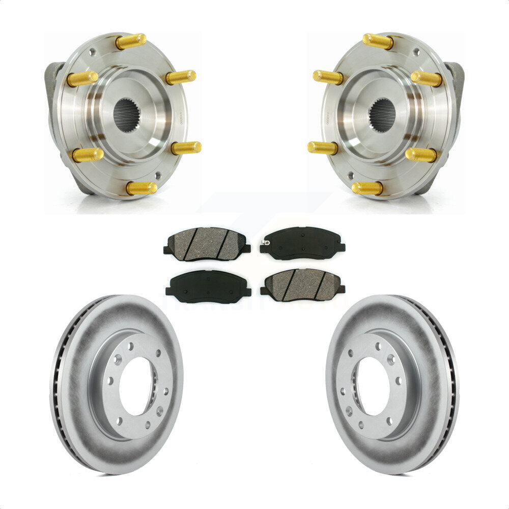 Hub Bearing Coated Brake Rotor & Pads Front Kit For Kia Sedona Hyundai Entourage