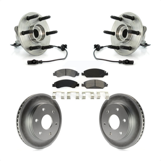 Hub Bearing Assembly Coated Disc Brake Rotor & Pad Front Kit For GMC Sierra 1500