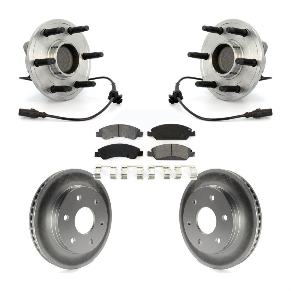 Hub Bearing Assembly Coated Disc Brake Rotor & Pad Front Kit For GMC Sierra 1500
