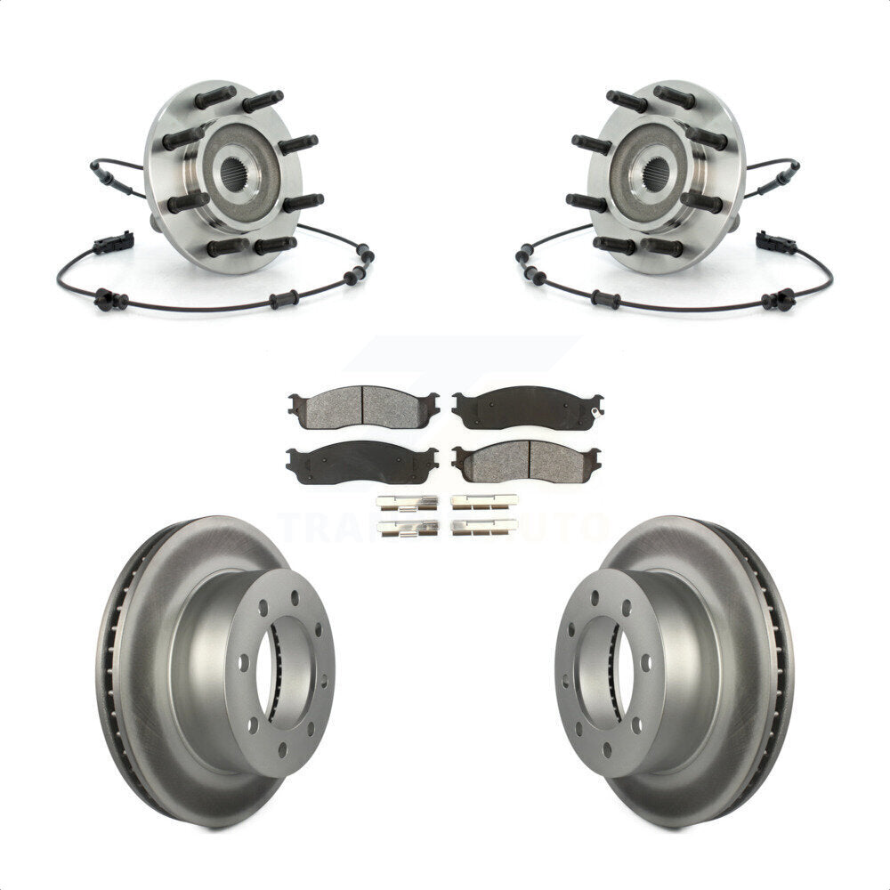Hub Bearing Assembly Coat Brake Rotor Pad Front Kit For Dodge Ram 1500 3500 2500