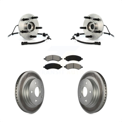 Hub Bearing Assembly Coated Disc Brake Rotor & Pads Front Kit For Dodge Ram 1500