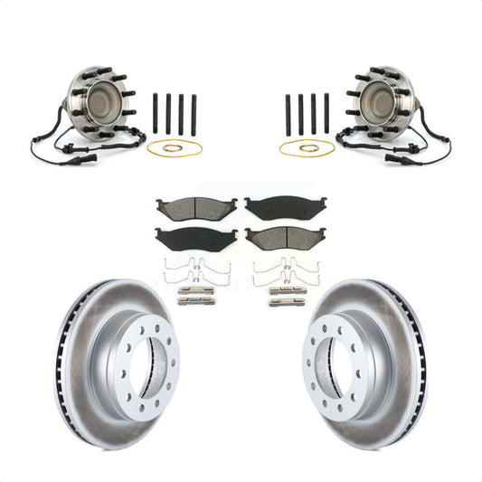 Hub Bearing Coated Brake Rotor And Pad Front Kit For Ford F-550 Super Duty F-450