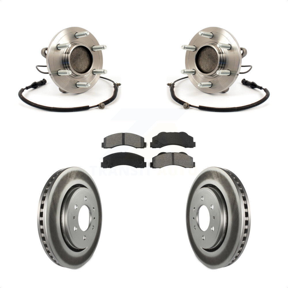 Hub Bearing Assembly Coated Brake Rotor & Pads Front Kit For 2010 Ford F-150 RWD