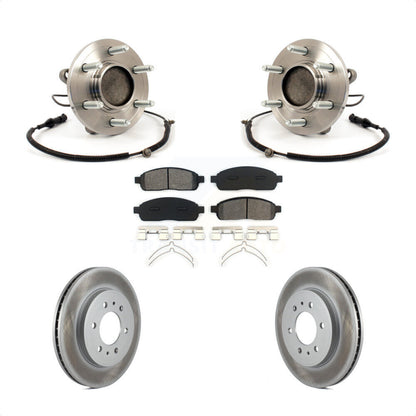 Hub Bearing Assembly Coated Brake Rotor & Pads Front Kit For 2009 Ford F-150 RWD