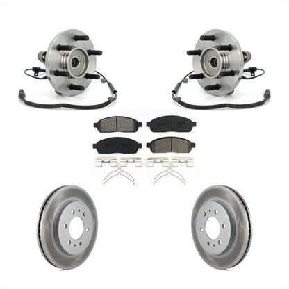 Hub Bearing Assembly Coated Brake Rotor & Pads Front Kit For 2009 Ford F-150 4WD