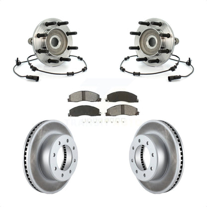 Hub Bearing Assembly Coat Brake Rotor Pads Front Kit For Dodge Ram 2500 3500 4WD